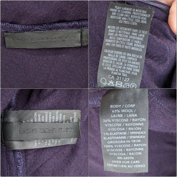 Donna Karan Sheath Dress Purple Short Sleeve Wool Blend Knee Length Size 6 - Picture 6 of 13